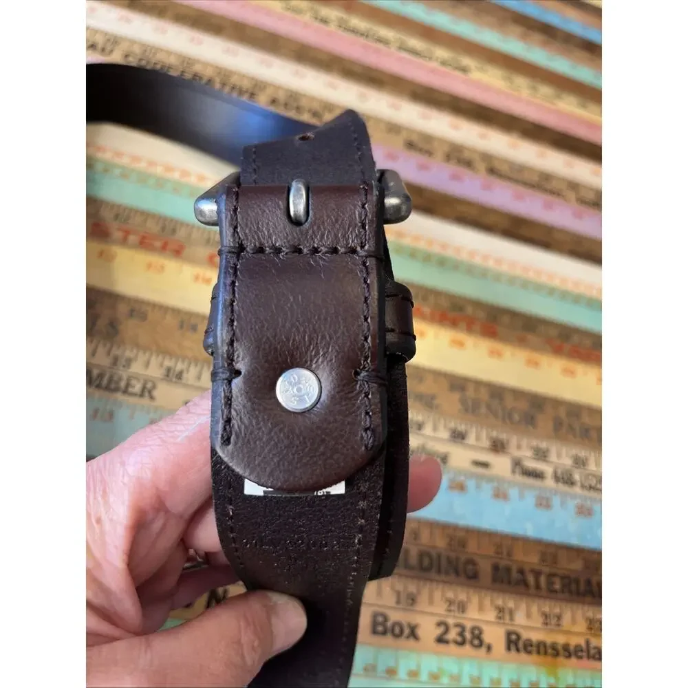 Levi’s Dark Brown Genuine Leather Belt Men’s M 34-36 Silver Buckle Hardware